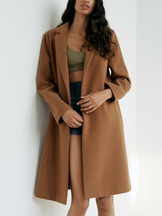 Zara Jackets & Blazers - Zara Open Front Long Line Coat Long Sleeve Camel Size Small